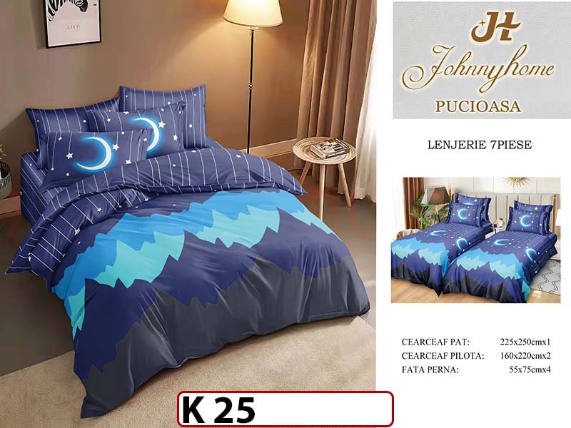 Lenjerie din bumbac Satinat 7 piese cu Doua Pilote - K25