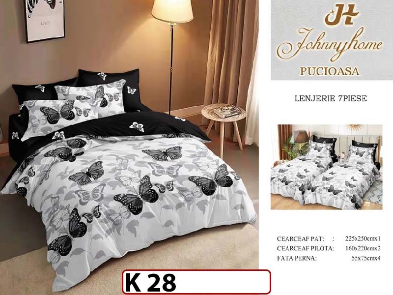 Lenjerie din bumbac Satinat 7 piese cu Doua Pilote - K28