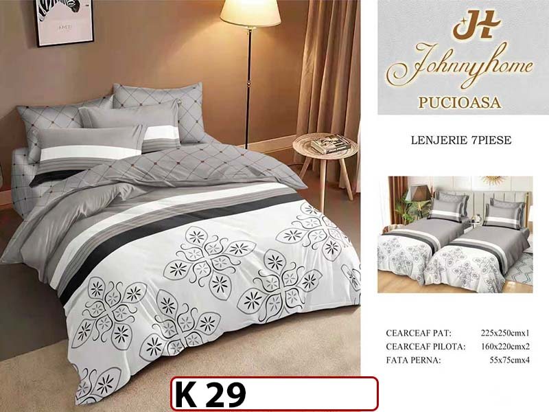 Lenjerie din bumbac Satinat 7 piese cu Doua Pilote - K29