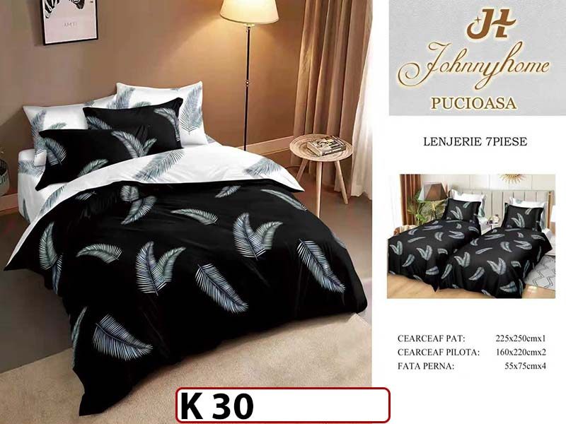 Lenjerie din bumbac Satinat 7 piese cu Doua Pilote - K30
