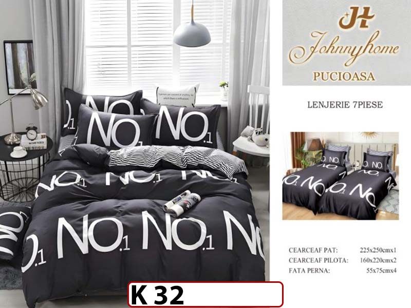 Lenjerie din bumbac Satinat 7 piese cu Doua Pilote - K32