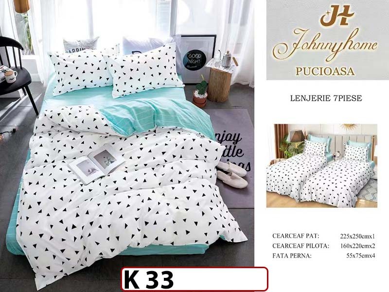 Lenjerie din bumbac Satinat 7 piese cu Doua Pilote - K33