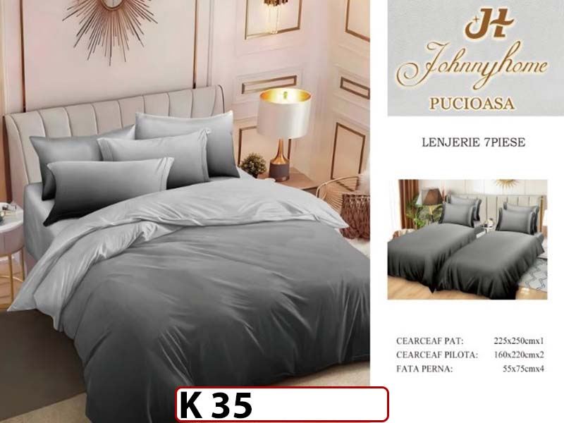 Lenjerie din bumbac Satinat 7 piese cu Doua Pilote - K35