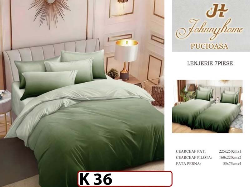 Lenjerie din bumbac Satinat 7 piese cu Doua Pilote - K36