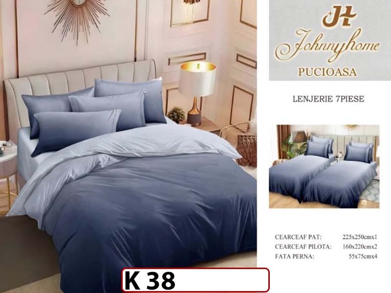 Lenjerie din bumbac Satinat 7 piese cu Doua Pilote - K38