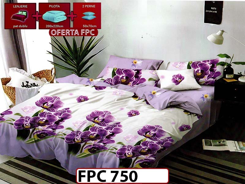 SET Lenjerie din Finet 6 Piese + Pilota 200x220cm + 2 Perne 50x70cm - FPC 750