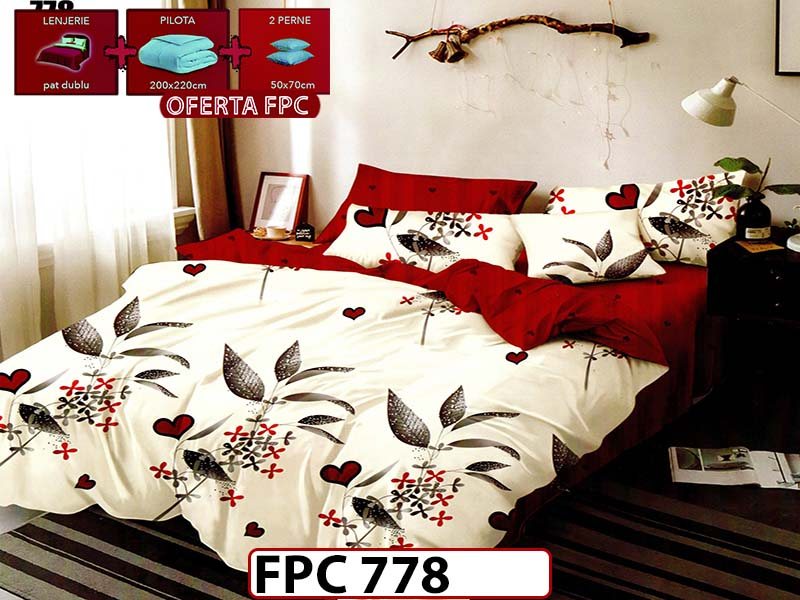 SET Lenjerie din Finet 6 Piese + Pilota 200x220cm + 2 Perne 50x70cm - FPC 778