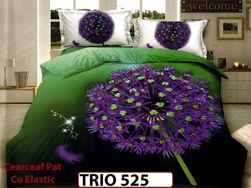 Lenjerie din FINET cu  6 piese cu cearceaf elastic - TRIO525
