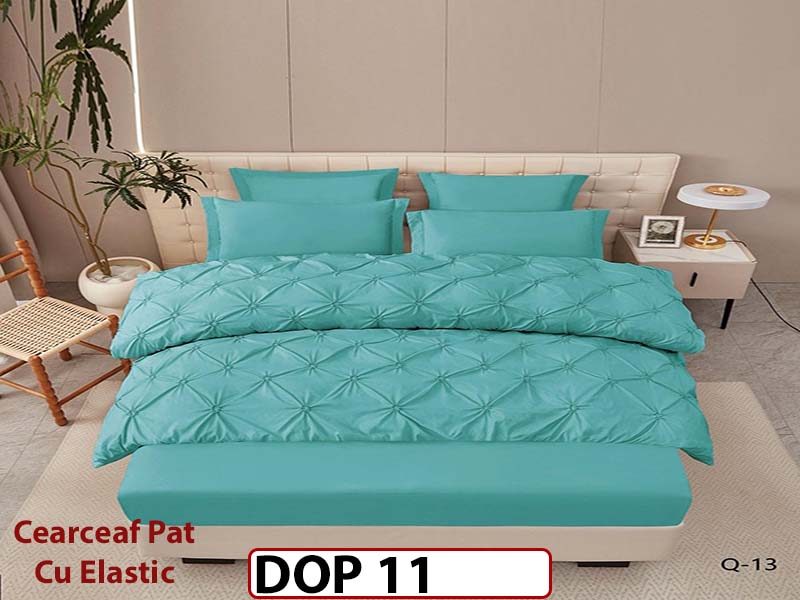 Lenjerie din Finet 6 piese cu pliuri cu Cearceaf Elastic - DOP11
