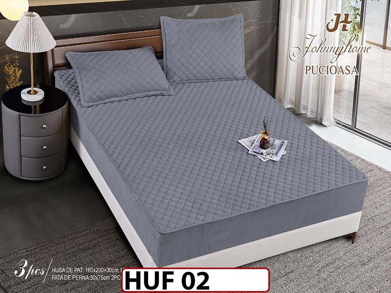Husa matlasata tip topper din catifea 160x200 - Pat 2 Persoane - HUF 02