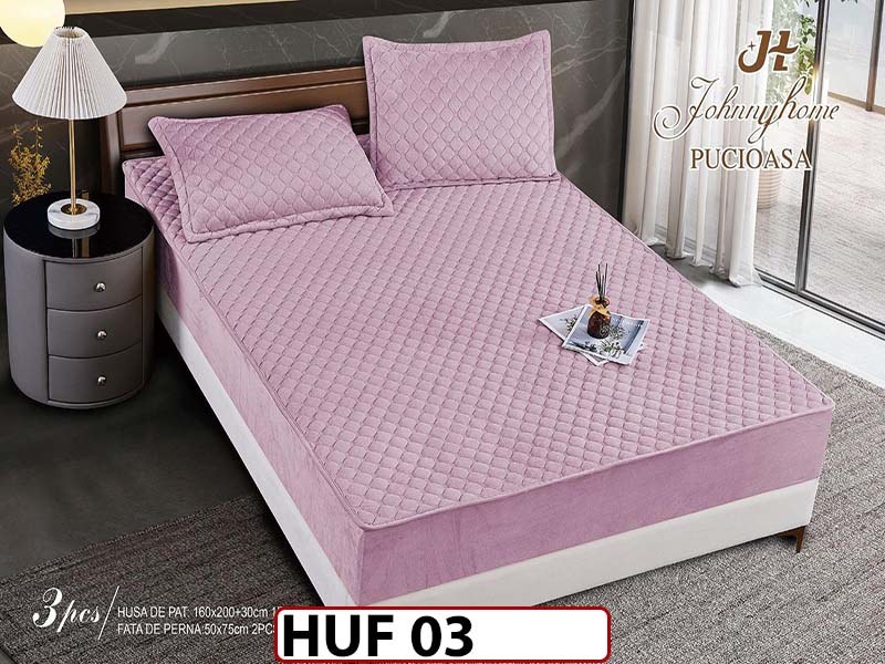 Husa matlasata tip topper din catifea 160x200 - Pat 2 Persoane - HUF 03