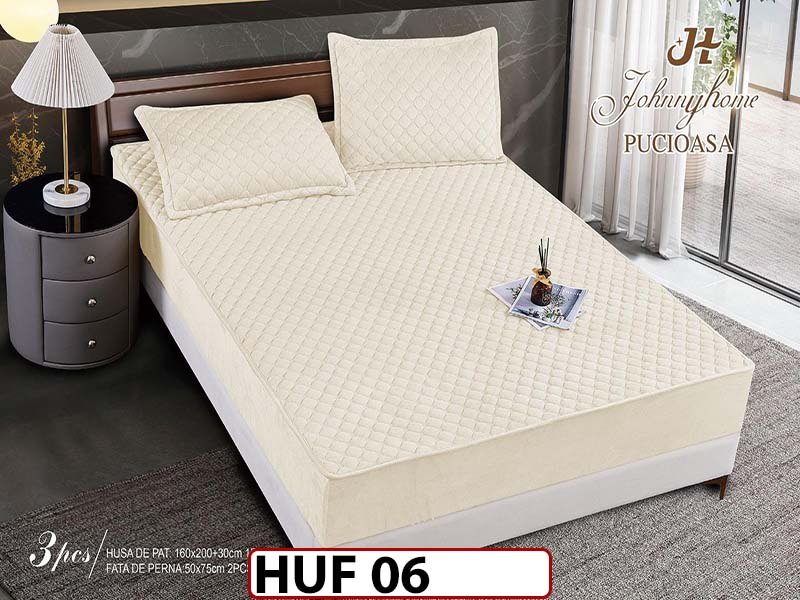 Husa matlasata tip topper din catifea 160x200 - Pat 2 Persoane - HUF 06