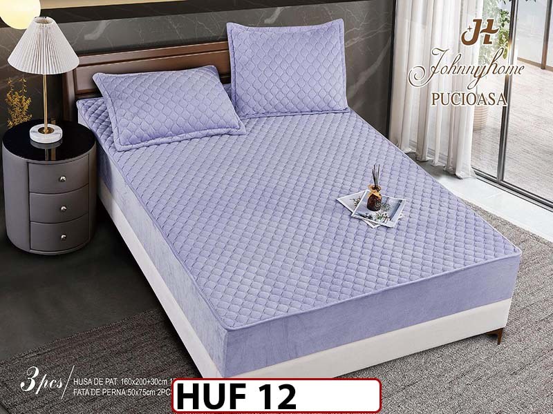Husa matlasata tip topper din catifea 160x200 - Pat 2 Persoane - HUF 12