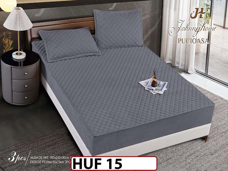 Husa matlasata tip topper din catifea 160x200 - Pat 2 Persoane - HUF 15
