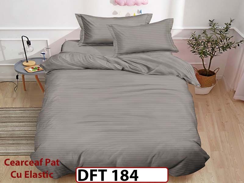 Lenjerie de pat din Damasc Finetat 1 Persoana cu Elastic - DFT184