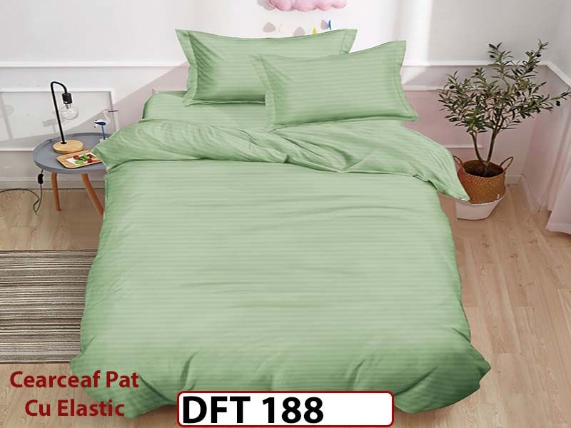 Lenjerie de pat din Damasc Finetat 1 Persoana cu Elastic - DFT188