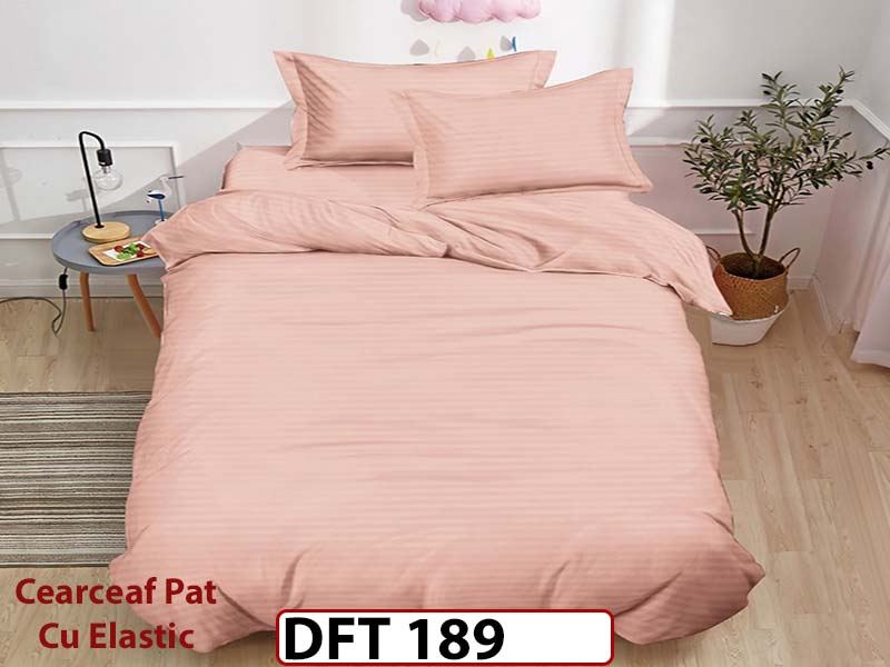 Lenjerie de pat din Damasc Finetat 1 Persoana cu Elastic - DFT189