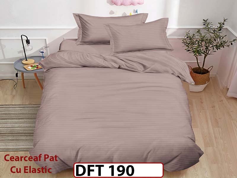 Lenjerie de pat din Damasc Finetat 1 Persoana cu Elastic - DFT190