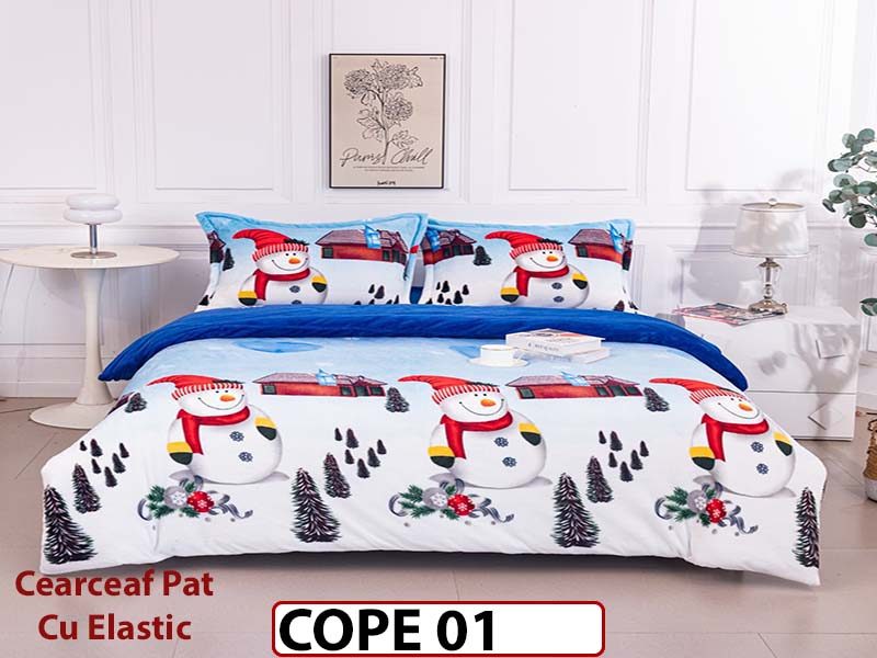 Lenjerie De Pat Cocolino de 2 Persoane CU ELASTIC 4 piese - COPE 01