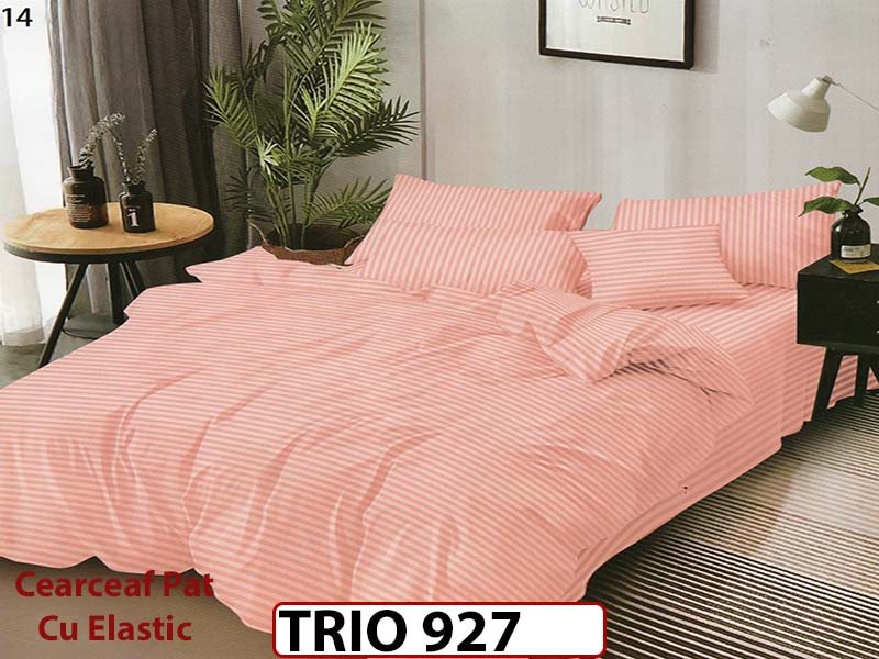 Lenjerie din damasc finetat  6 piese cearceaf cu elastic - TRIO927