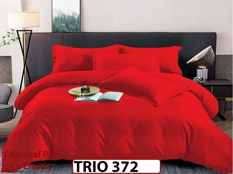 Lenjerie din damasc finetat  4 piese cearceaf cu elastic - TRIO372