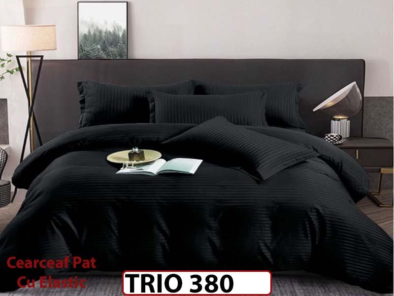 Lenjerie din damasc finetat  4 piese cearceaf cu elastic - TRIO380