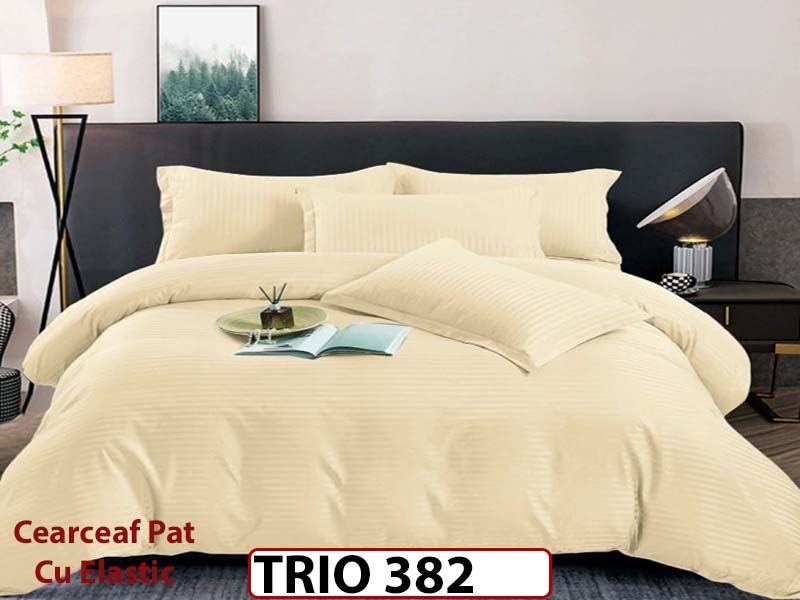 Lenjerie din damasc finetat  4 piese cearceaf cu elastic - TRIO382