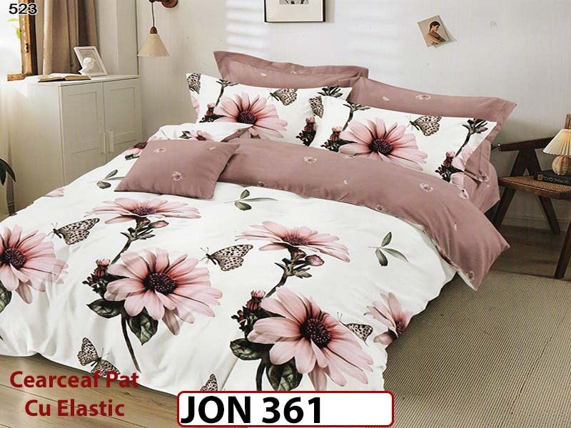 Lenjerie din finet  6 piese cearceaf cu elastic - JON361
