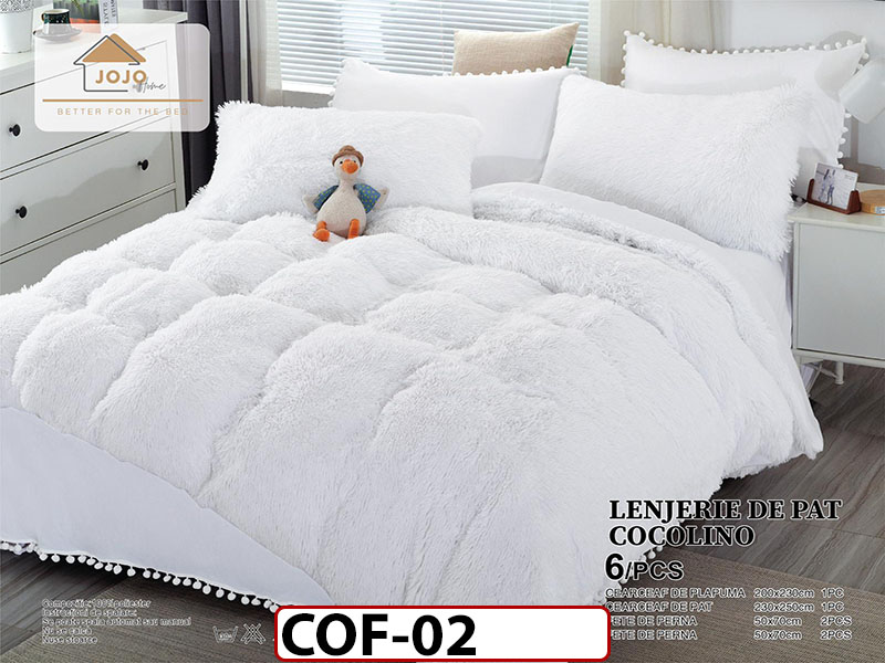 Lenjerie Cocolino Fluffy Pufoasa -Pat De 2 Persoane cu 6 piese - COF02