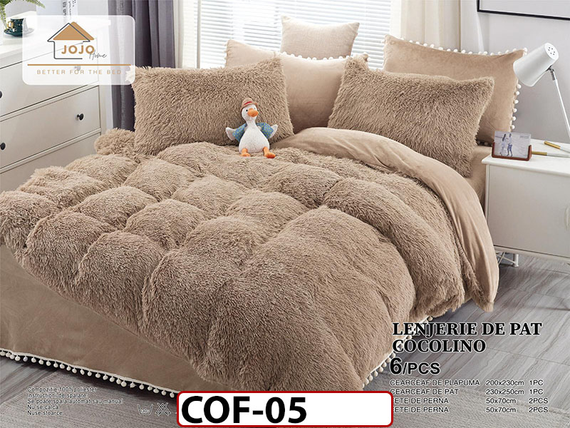 Lenjerie Cocolino Fluffy Pufoasa -Pat De 2 Persoane cu 6 piese - COF05