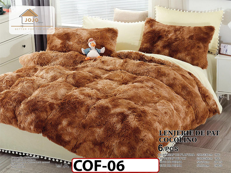 Lenjerie Cocolino Fluffy Pufoasa -Pat De 2 Persoane cu 6 piese - COF06