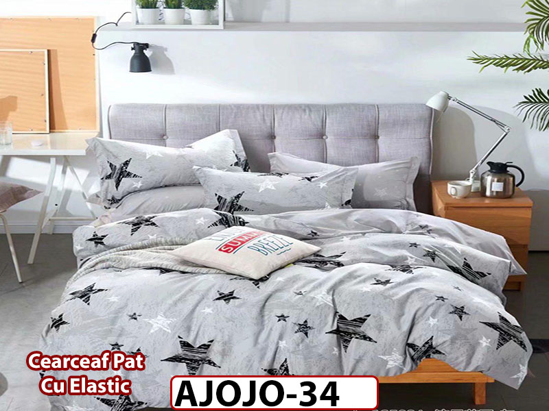 Lenjerie din finet 6 piese si cearceaf cu Elastic - AJOJO34
